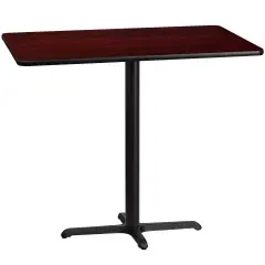 Emma and Oliver 30"x48" Rectangular Laminate Bar Table with 23.5"x29.5" Base Mahogany