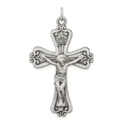 Sterling Silver INRI Crucifix Pendant Jewerly 95.8mm x 57.1mm