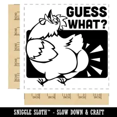 Guess What Chicken Butt Funny Square Rubber Stamp for Stamping Crafting