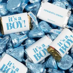 128 Pcs It's a Boy Baby Shower Candy Party Favors Hershey's Miniatures & Kisses (1.58 lbs, Approx. 128 Pcs)