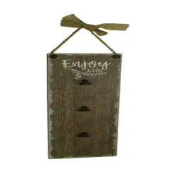 Rustic Wood Enjoy Life Vertical Hanging Memo Board with 3 Clips