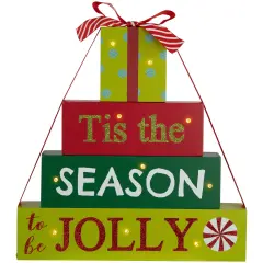 Northlight Lighted "Tis The Season To Be Jolly" Christmas Decoration - 11.75" Green