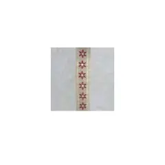 Kurt Adler Beige and Red Snowflake Embroidered Christmas Ribbon with Fringe Border 4" x 5 Yards