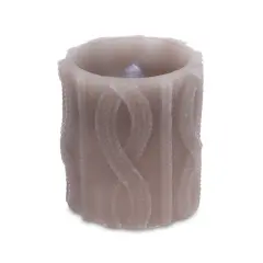 Melrose 4" Mauve Knit Pattern Battery Operated Flameless LED Wax Pillar Candle Purple