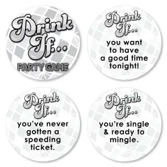 Big Dot of Happiness Drink If Game - Disco Ball - Groovy Hippie Party Game - 24 Count