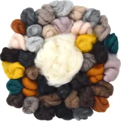 Needle Felting Wool, Large Size. Animal Colors & White Core Wool. Premium Carded Wool for Felting, Spinning, Blending. Craft Roving Variety Pack, Critter Colors