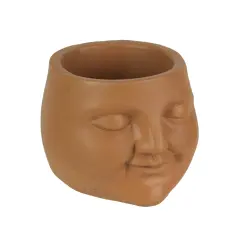 Adorable Sleepy Face Concrete Head Mini Planter 4.5 Inches High