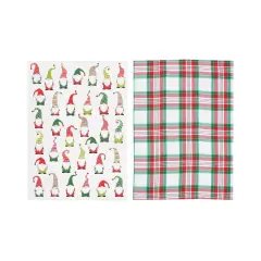 Gnome Plaid Printed & Woven Kitchen Towel Set of 2