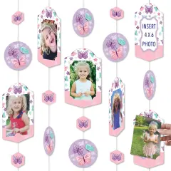 Big Dot of Happiness Beautiful Butterfly - Floral Baby Shower or Birthday Party Vertical Photo Garland 35 Pieces