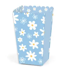 Big Dot of Happiness Blue Daisy Flowers - Floral Party Favor Popcorn Treat Boxes - Set of 12