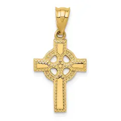 14K Yellow Gold Celtic Cross Pendant Charm Jewelry 28mm x 14mm