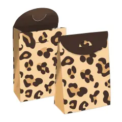 Big Dot of Happiness Leopard Print - Cheetah Gift Favor Bags - Party Goodie Boxes - Set of 12