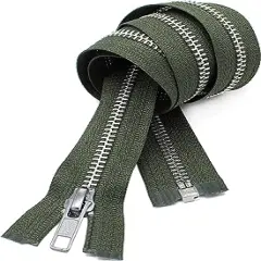 YKK 25" Jacket Zipper, YKK #5 Aluminum Metal ~ Medium Weight ~ Separating ~ 567 Olive Green (1 Zipper/Pack)