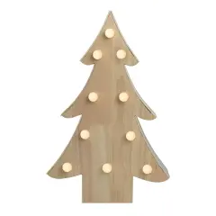 Northlight Lighted 3D Wooden Christmas Tree Decoration - 15" Beige