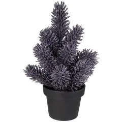 Northlight Potted Metallic Glitter Artificial Mini Pine Christmas Tree - 8.5" - Unlit Gray