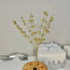 Glittered Floral Stem/ Pick Spray Set of 3 Gold