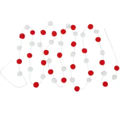 Northlight 9' Red and White Plush Snowball Christmas Garland