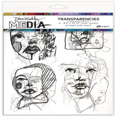 Dina Wakley Media Transparencies8.5"X10.75" 6/Pkg-Abstract Portraits Set 2
