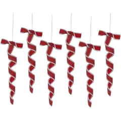 Northlight 6ct Frosted Red and White Candy Twist Christmas Ornaments 9"