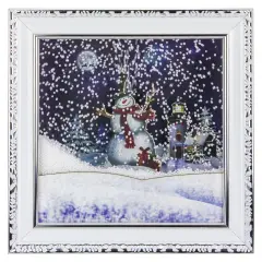 Northlight LED Lighted Musical Snowing Snowman Wall Plaque - 15" Green