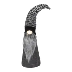 Northlight LED Lighted Cone Gnome with Knitted Hat Christmas Figure - 20" - Black and White