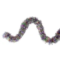 Northlight Shiny Foil Tinsel Commercial Christmas Garland - 50' x 3" - Multicolor - Unlit Silver