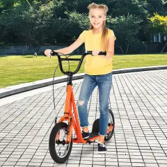 Height Adjustable Kid Kick Scooter with 12 Inch Air Filled Wheel Orange