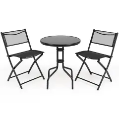 3 Piecs Folding Bistro Table Chairs Set for Indoor and Outdoor