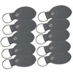 Oval Leather Keychains Kit &ndash; Full-Grain Latigo, DIY Personalization Ready, 10 Pack Grey