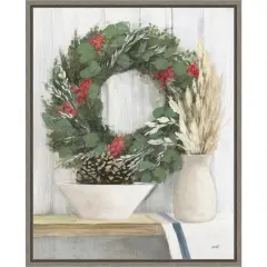 Natural Christmas I Blue by Julia Purinton Canvas Art Framed