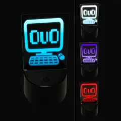 Happy Kawaii Computer Face Emoticon 3D Illusion LED Night Light Sign Nightstand Desk Lamp