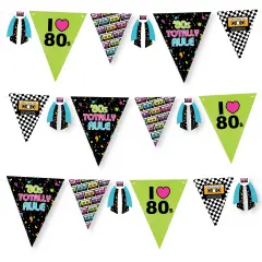 Big Dot of Happiness 80's Retro - DIY Totally 1980s Party Pennant Garland Decoration - Triangle Banner - 30 Pieces