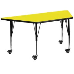 Emma and Oliver Mobile 22.5x45 Trapezoid HP Laminate Preschool Activity Table Yellow