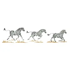 Running Zebras Wall Stencil Border | 2900 by Designer Stencils | Animal & Nature Stencils | Reusable Art Craft Stencils for Painting on Walls, Canvas, Wood | Reusable Plastic Paint Stencil for Home Makeover | Easy to Use & Clean