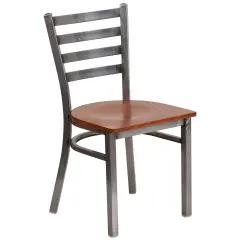 Emma and Oliver Clear Coated Ladder Back Metal Restaurant Dining Chair Cherry/ClearCoated