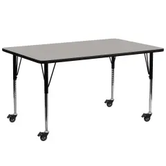 Emma and Oliver Mobile 30x72 Rectangle HP Laminate Adjustable Activity Table Gray