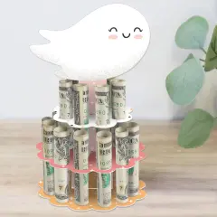 Big Dot of Happiness Pastel Halloween - DIY Pink Pumpkin Party Money Holder Gift - Cash Cake