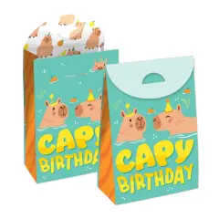 Big Dot of Happiness Capy Birthday - Capybara Gift Favor Bags - Party Goodie Boxes - Set of 12