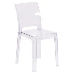 Emma and Oliver Ghost Chair with Square Back Transparent Crystal