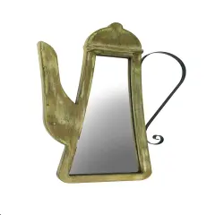 Antiqued Weathered Wood Frame Teapot Wall Mirror