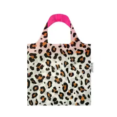 Wrapables Allybag Foldable & Lightweight Reusable Grocery Bag, Grab & Go Leopard Beige