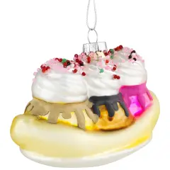 Northlight 5" Banana Split Glass Christmas Ornament Silver