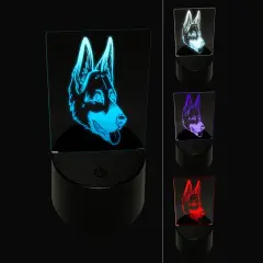 German Shepherd Dog Head 3D Illusion LED Night Light Sign Nightstand Desk Lamp
