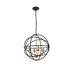 Octavia 4 light Brass and Dark Brown Pendant