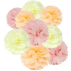 Wrapables Set of 18 Tissue Pom Pom Party Decorations for Weddings, Birthday Parties Baby Showers and Nursery Decor, Peach/Ivory/Light Pink