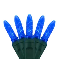 70 Blue M5 LED Lights, Green Wire, 4" Spacing