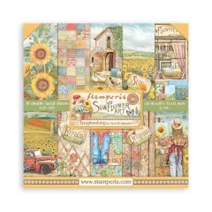 Stamperia Double-Sided Paper Pad 12"X12" 10/Pkg-Sunflower Art