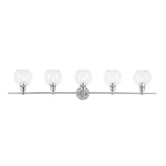 Collier 5 light Chrome and Clear glass Wall sconce