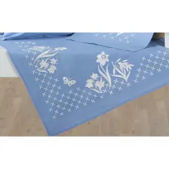 Village LinensWhite Daffodils Table Topper Stamped Embroidery Kit Multi