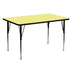 Emma and Oliver 30x60 Rectangle Laminate Adjustable Activity Table Yellow